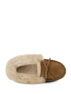 Totes Mocassin en daim véritable pour femme avec doublure en fausse fourrure New