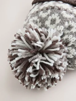 Next Moka marron Fairisle - Pom Bonnet Chapeaux (3mths-16yrs) New