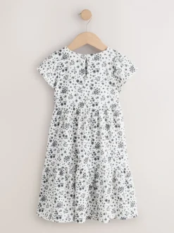 Next Monochrome imprimé floral - Robe Effet froissé à manches d’ange (3-16ans) Discount
