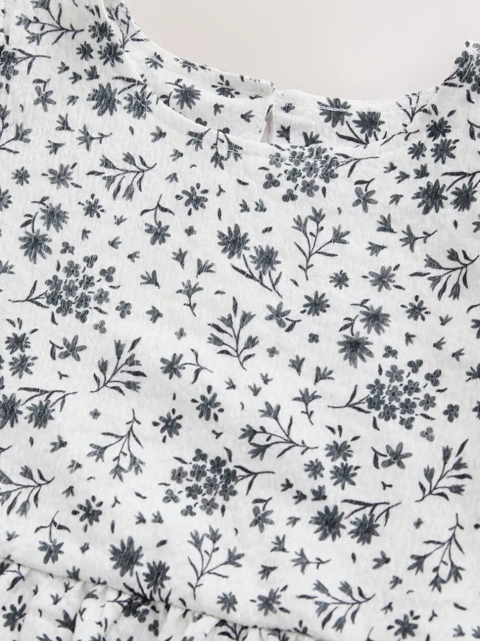 Next Monochrome imprimé floral - Robe Effet froissé à manches d’ange (3-16ans) Discount