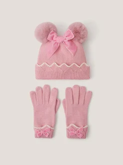 Monsoon Ensemble Bonnet et Mitaines festonnés Outlet