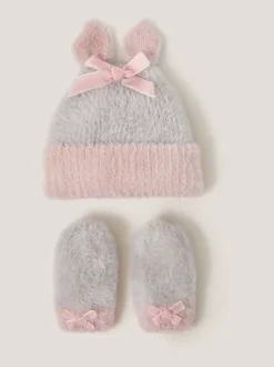 Monsoon ensemble chapeau et moufles lapin bébé Outlet