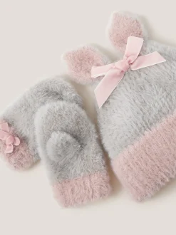 Monsoon ensemble chapeau et moufles lapin bébé Outlet