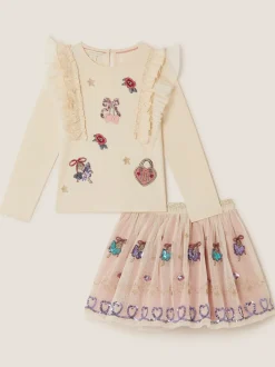 Monsoon Ensemble haut à Volants et Jupe Avec ornements