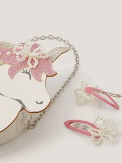Monsoon Ensemble sac licorne pailleté et pinces à cheveux nacrées Clearance
