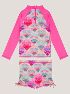 Monsoon imprimé coquillage arc-en-ciel UPF50+ ensemble de bain à manches longues Clearance