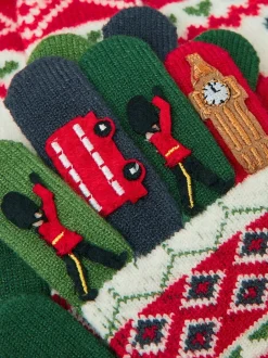 Monsoon London Ensemble bonnet et Gants à pompons fantaisie New