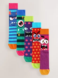 Next Monstre bleu/vert/rouge - Paquet de chaussettes à motifs 5 Clearance