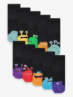 Next Monstres noir/lumineux - Paquet de chaussettes en coton riche 10 Hot