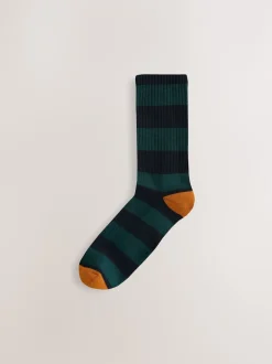 Next Motif à rayures riche bleu/vert/rouge - Lot de 4 chaussettes de sport Discount