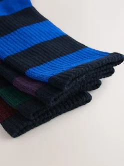 Next Motif à rayures riche bleu/vert/rouge - Lot de 4 chaussettes de sport Discount