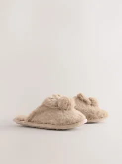 Next Motif lapin neutre - Chaussons Mule Outlet