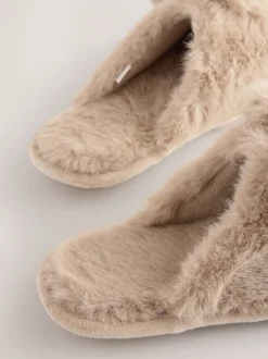 Next Motif lapin neutre - Chaussons Mule Outlet