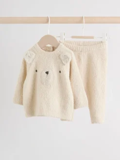 Next - Ensemble haut et legging en maille (0mois-2ans) Motif ours neutre New