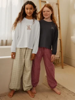Next Motif ours neutre - Lot de 2 pyjamas tissés à carreaux (3-16ans)