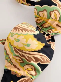 Next - Haut de bikini bandeau filaire Motif paisley noir/vert Discount