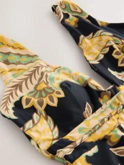 Next - Maillot de bain plongeant et galbant avec contrôle du ventre Motif paisley noir/vert Sale