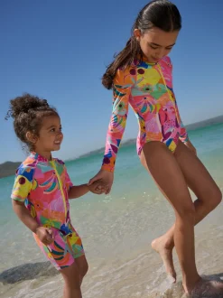 Next - Maillot de bain Sunsafe (3mths-10yrs) Motif tropical orange Best