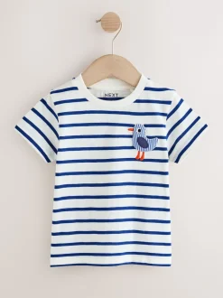 Next Mouette rayure blanc/bleu - T-shirt rembourré 3D à manches courtes (3mois7ans) Best