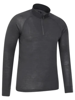 Mountain Warehouse Haut thermique à col zippé en mérinos II homme New