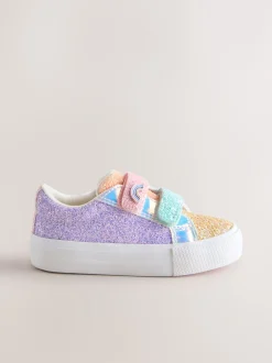 Next Multi arc-en-ciel pailleté - Chunky Trainers With Fermeture par contact
