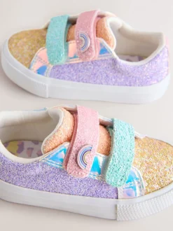 Next Multi arc-en-ciel pailleté - Chunky Trainers With Fermeture par contact Best