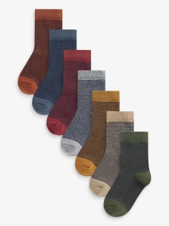 Next - Paquet de chaussettes en coton riche 7 Multi Stripe (Multi Stripe) Discount