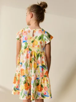 Next Multi tropical - Robe Effet froissé à manches d’ange (3-16ans) Hot