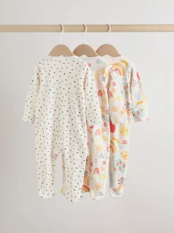 Next Multicolore - Combinaison de nuit zippée pour bébé 3 Pack (0-2ans) Clearance