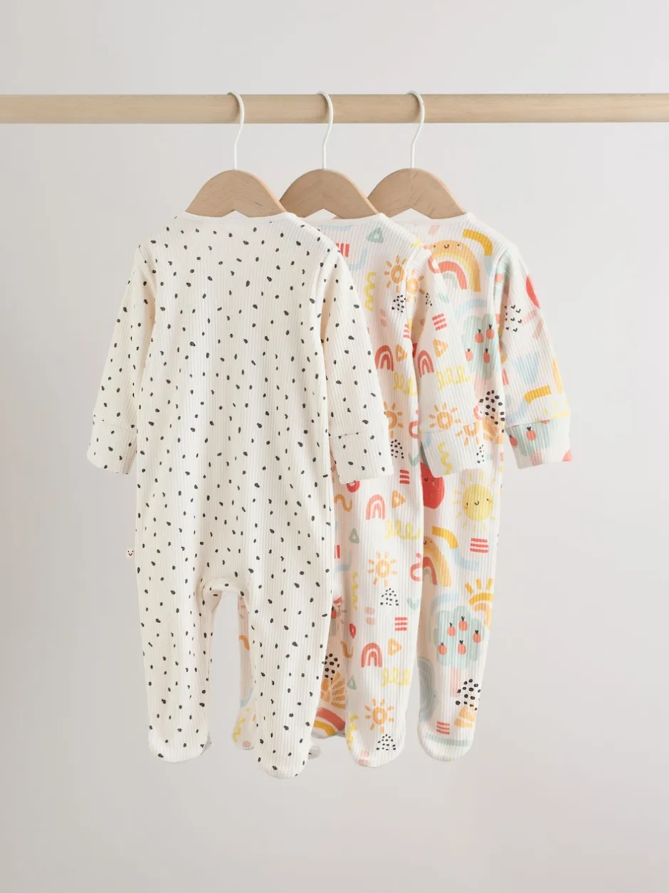 Next Multicolore - Combinaison de nuit zippée pour bébé 3 Pack (0-2ans) Clearance