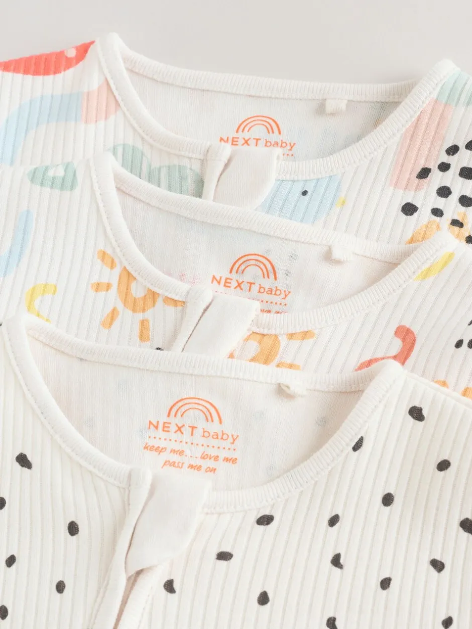 Next Multicolore - Combinaison de nuit zippée pour bébé 3 Pack (0-2ans) Clearance