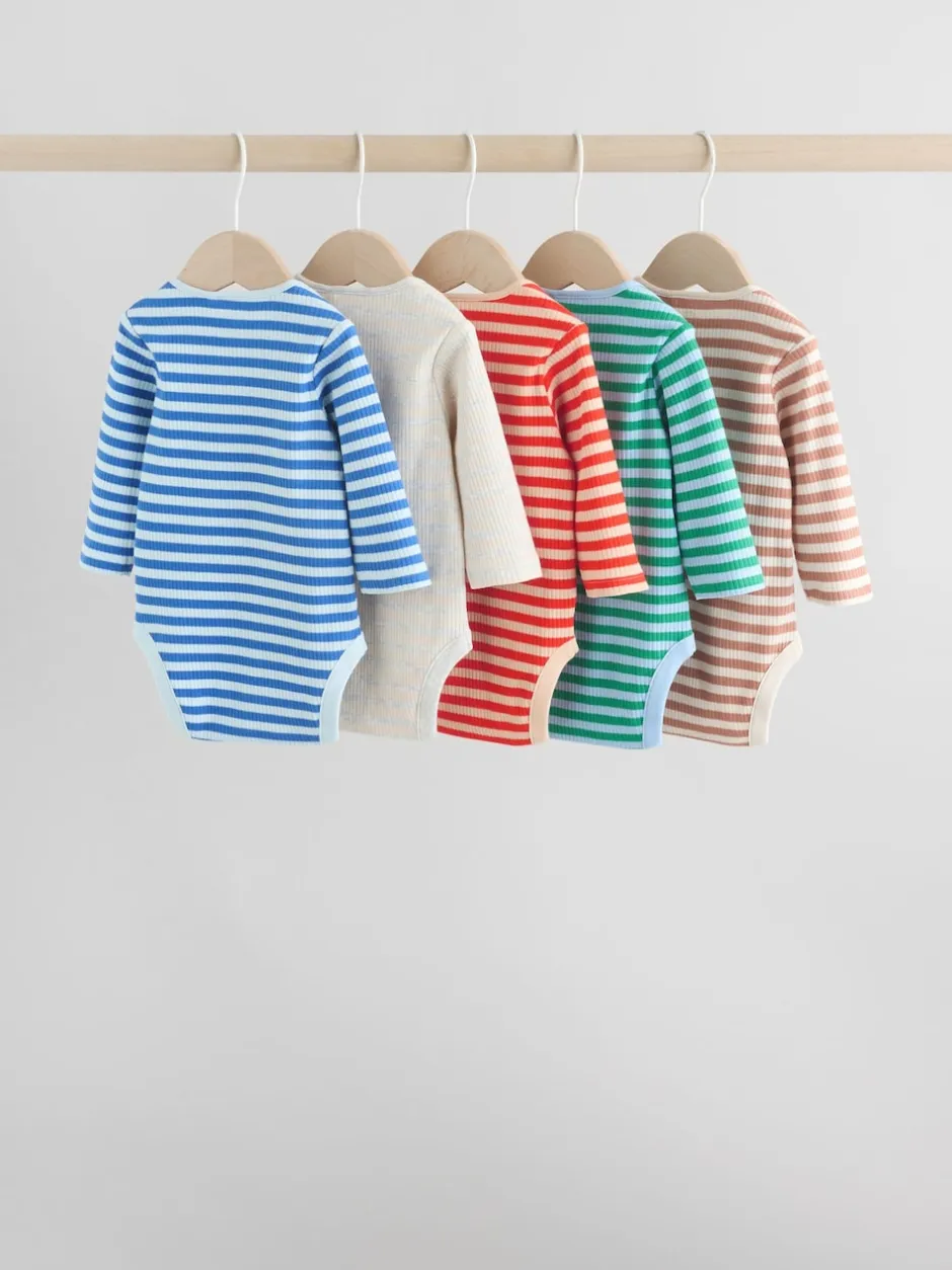 Next Multicolore - Lot de 5 bodys à manches longues pour bébé Outlet