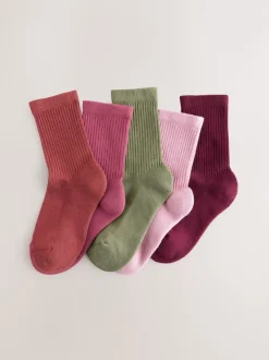 Next Multicolore - Lot de 5 paires de chaussettes côtelées en coton majoritaire