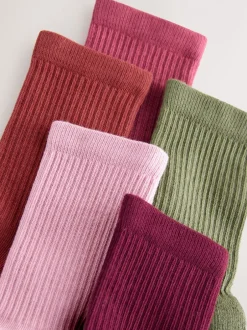 Next Multicolore - Lot de 5 paires de chaussettes côtelées en coton majoritaire