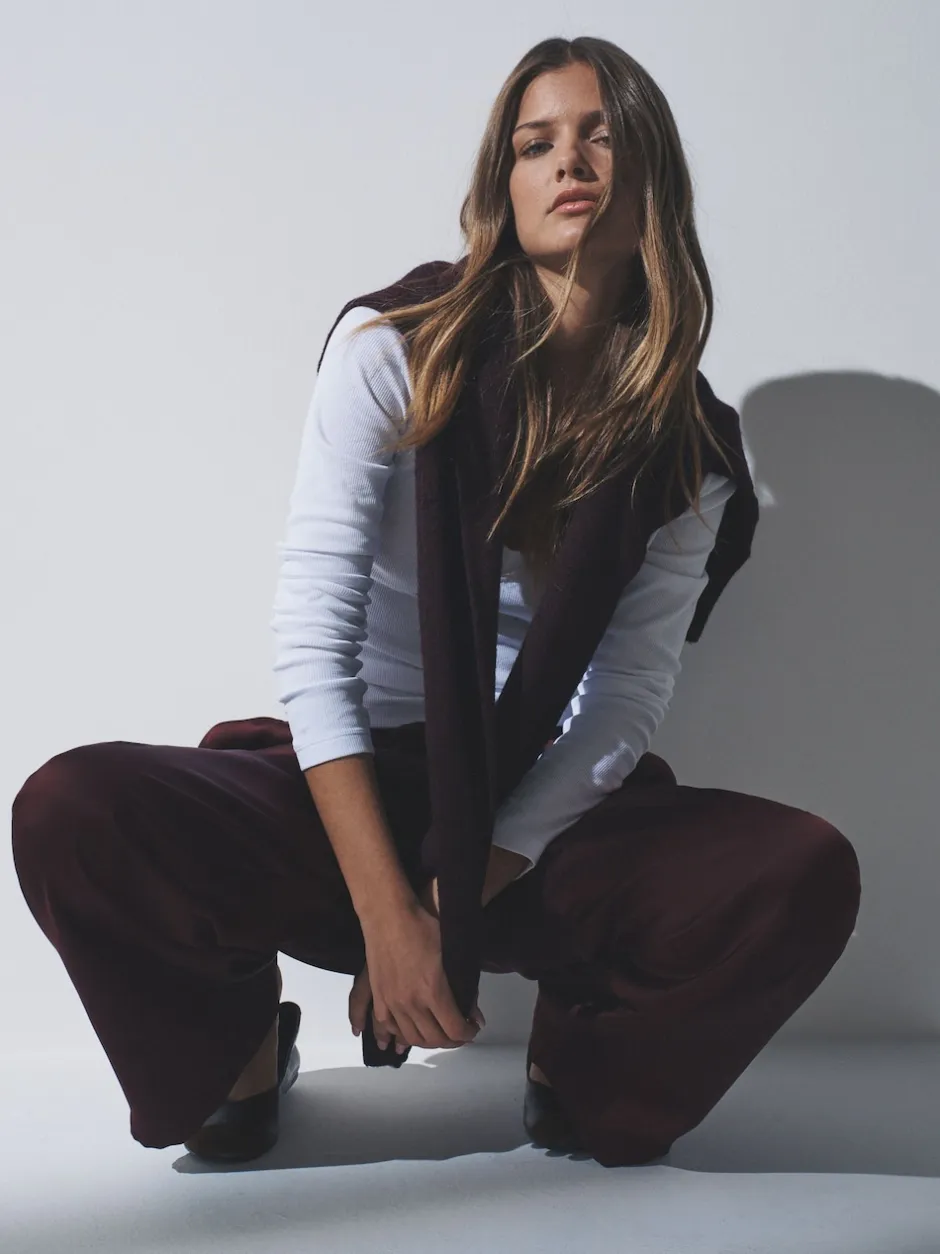 The Set Multicolore - lot de 5 t-shirts côtelés à col en V et manches longues Discount