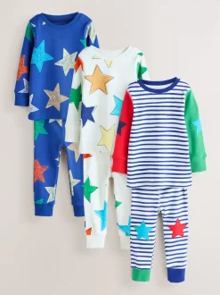 Next Multicolore motif étoile - Lot de 3 pyjamas Snuggle (9mois-10ans) New