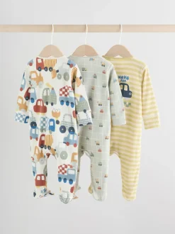 Next Multicolore motif transport - Combinaisons de nuit à fermeture éclair pour bébés 3 Pack (0mths-2yrs) Best