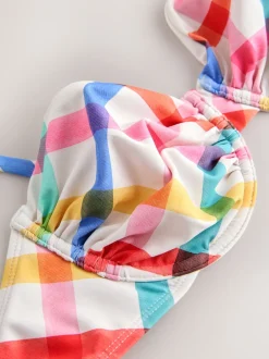 Next Multicolore/Blanc à Carreaux vifs - Haut de bikini non rembourré avec armatures Clearance