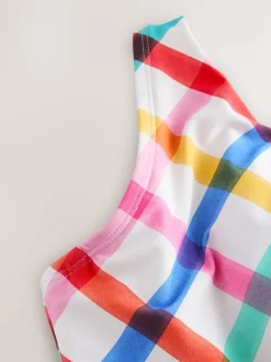 Next Multicolore/Blanc à Carreaux vifs - F - Haut de bikini K Ultimate Support Raccourci Wired New