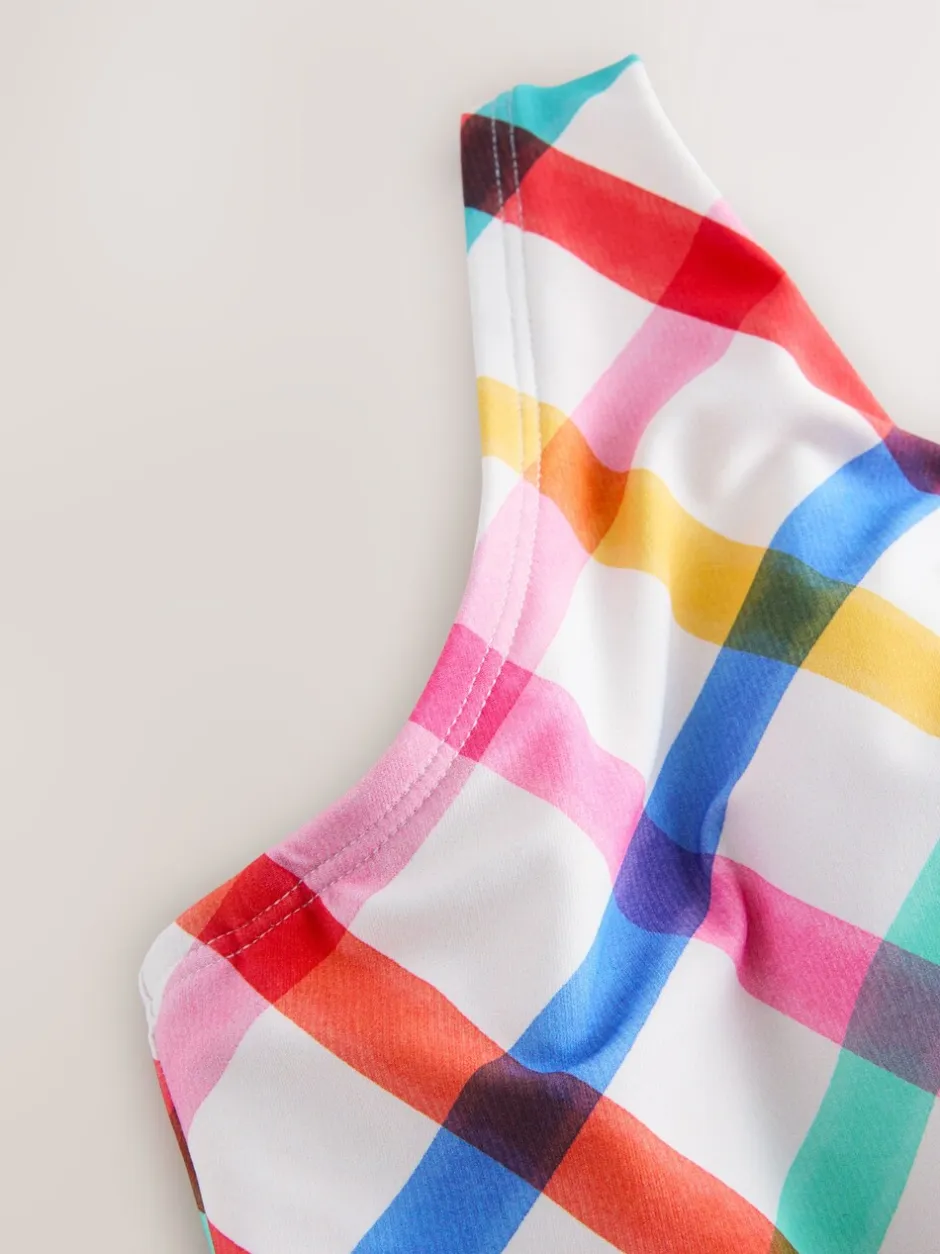 Next Multicolore/Blanc à Carreaux vifs - F - Haut de bikini K Ultimate Support Raccourci Wired New