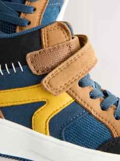 Next Navy/Fauve Color block - Baskets hautes à lacets élastiques à fermeture par contact