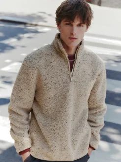 Next Nep écru chiné - Polaire en peau de mouton à col zippé Online
