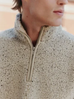 Next Nep écru chiné - Polaire en peau de mouton à col zippé Online