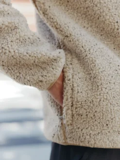 Next Nep écru chiné - Polaire en peau de mouton à col zippé Online