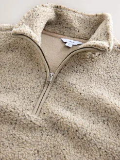 Next Nep écru chiné - Polaire en peau de mouton à col zippé Online