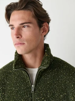 Next Nep vert kaki - Polaire zippée en entonnoir en peau de mouton Discount