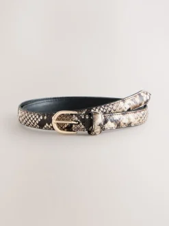 Next neutre - Ceinture en cuir skinny effet serpent