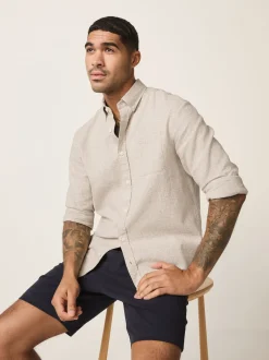 Next neutre - Col Classique - Chemises longues Blend de lin de coton New