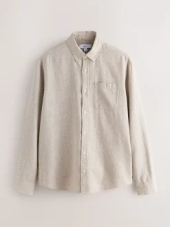 Next neutre - Col Classique - Chemises longues Blend de lin de coton New