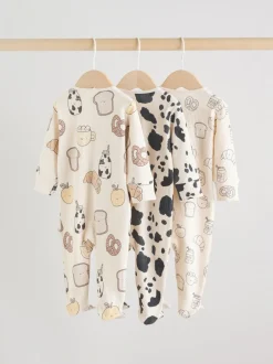 Next neutre - Combinaison de nuit zippée pour bébé 3 Pack (0-2ans) Discount